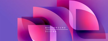Soyut geometrik şekiller örtüşüyor, canlı mor ve pembe renkler yaratıyor. Arkaplan ve sunumlar için uygun modern tasarım ögesi.