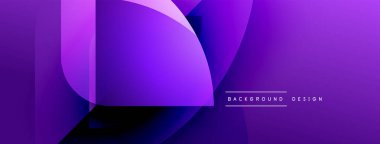 Soyut mor tasarım. Üst üste binen şekiller dinamik görsel efekt yaratır. Dijital projeler için modern gradyan arkaplanı.
