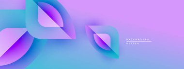 Soyut gradyan şekiller örtüşüyor, dinamik mor, mavi görsel yaratıyor. Arkaplan ve sunumlar için modern tasarım ögesi.