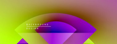 Soyut gradyanlar harmanlanarak dinamik şekiller oluştururlar. Metin, katmanlı geometrik formlar üzerinde arkaplan tasarımı okur. Canlı renkler kompozisyona hakim.