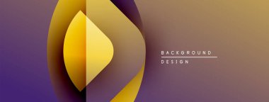 Soyut tasarım, akıcı şekiller, sıcak renk eğimleri. Mor, altın rengi dinamik görsel efekt yaratır. Minimalist stil.