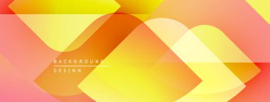 Soyut geometrik arkaplan. Üst üste binen şekiller parlak sarı ve turuncu renkler yaratır. Dijital projeler için modern tasarım ögesi.