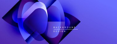 Soyut mavi tasarım üst üste binen şekiller, gradyanlar. Modern estetik, arka planlar, sunumlar, dijital sanat için uygun.