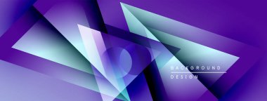 Soyut geometrik şekiller örtüşüyor, canlı mor ve mavi renkler yaratıyor. Modern tasarım elementleri dijital sanat, arkaplan dokusu.
