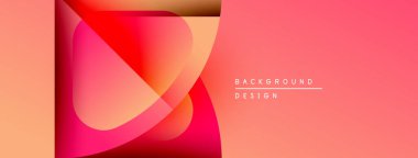 Soyut gradyanlar, akan şekiller dinamik görseller yaratır. Şeftali, kırmızı renkler kompozisyona hakim. Modern tasarım ögesi.