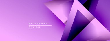 Soyut mor arkaplan. Üst üste binen geometrik şekiller dinamik görsel efekt yaratır. Dijital projeler için modern tasarım.