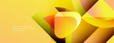 Soyut sarı tasarım, üst üste binen şekiller. Gradyan renkler dinamik görsel efekt yaratır. Çeşitli projeler için modern arkaplan.