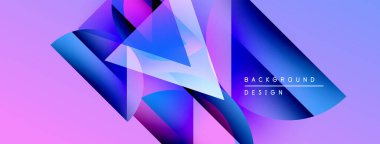 Soyut geometrik şekiller canlı mor, mavi renkleri harmanlarlar. Modern tasarım dinamik görsel etki yaratır. Arkaplan metni arkaplan tasarımı okur.
