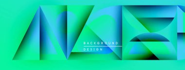 Soyut geometrik tasarım. Canlı turkuaz, yeşil gradyanlar katmanlı etki yaratır. Dijital projeler için modern arkaplan.