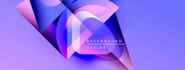 Soyut geometrik şekiller, canlı mor renkler, modern tasarım. Gradyan renkler dinamik görsel efekt yaratır. Arkaplanda metin ögeleri.