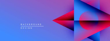 Soyut geometrik şekiller canlı mavileri, morları ve pembeleri harmanlarlar. Modern tasarım dinamik enerjiyi, pürüzsüz eğimleri çağrıştırıyor. Mevcut en küçük metin.