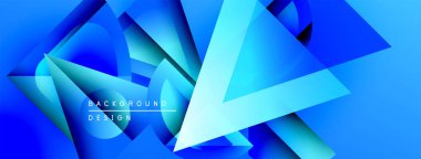 Soyut mavi tasarım geometrik şekiller, gradyanlar, dinamik bileşimler içerir. Dijital projeler için modern arkaplan.