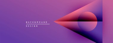 Soyut mor arkaplan geometrik şekiller, gradyanlar içerir. Modern tasarım elementleri dinamik görsel etki yaratır. Minimalist metin mevcut.