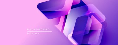Soyut geometrik şekiller örtüşüyor, canlı pembe, mor renkler yaratıyor. Arkaplan ve sunumlar için modern tasarım ögesi.