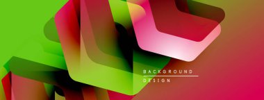 Soyut geometrik şekiller örtüşüyor, canlı renk eğimleri yaratıyor. Modern tasarım elementleri dinamik hareket, doku önerir.