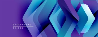Soyut geometrik şekiller örtüşüyor, canlı mor ve mavi renkler yaratıyor. Arkaplan ve sunumlar için uygun modern tasarım.