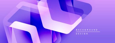 Soyut geometrik şekiller örtüşüyor, canlı mor gradyanlar yaratıyor. Modern tasarım fütüristik duyguları çağrıştırıyor, arka planlar için uygun..