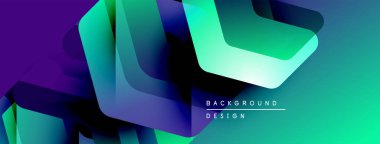 Soyut geometrik şekiller, canlı renklerin karışımı. Modern tasarım, gradyanlar derinlik, dinamik kompozisyon yaratır. Dijital projeler için uygun arkaplan.
