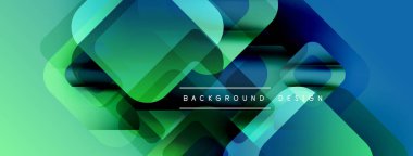 Soyut geometrik şekiller örtüşür, canlı bir değişim etkisi yaratır. Modern tasarım elementleri teknoloji ve yenilik öneriyor.