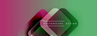 Soyut eğim arkaplanı. Üst üste binen kareler dinamik görsel efekt yaratır. Pembe, yeşil renkler kompozisyona hakim. Modern tasarım ögesi.