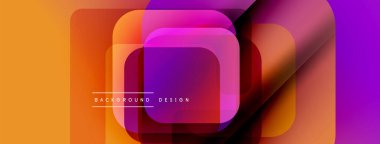 Soyut geometrik şekiller örtüşüyor, canlı renk eğimleri yaratıyor. Modern tasarım sıcak tonlar, turuncu, mor renkler içerir. Arkaplan ögesi.
