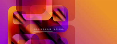 Soyut geometrik şekiller örtüşür, canlı bir değişim etkisi yaratır. Turuncu, mor renkler tasarımda baskın, modern estetik..