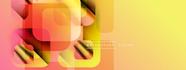 Soyut geometrik şekiller örtüşür, canlı bir gradyan arkaplan oluşturur. Sıcak renkler kompozisyona hakim, modern tasarımın estetik olduğunu gösteriyor..