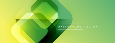 Soyut geometrik şekiller örtüşüyor, canlı yeşil, sarı renkler yaratıyor. Arkaplan ve sunumlar için modern tasarım ögesi.
