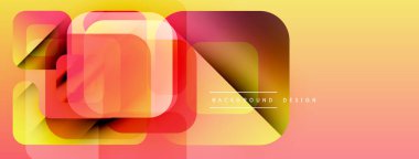 Soyut geometrik şekiller örtüşür, parlak sarı ve turuncu renkler yaratır. Arkaplan ve sunumlar için modern tasarım ögesi.