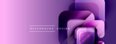 Soyut mor tasarım üst üste binen kareler, gradyanlar. Dijital projeler ve sunumlar için modern arkaplan uygun. Minimalist stil.