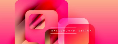 Soyut geometrik şekiller, canlı pembeler, portakallar modern arka plan yaratır. Yumuşak eğimler, üst üste binen katmanlar dinamik görsel efekt sunar.