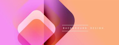 Soyut geometrik şekiller örtüşür, canlı bir değişim etkisi yaratır. Yumuşak pembeler, morlar, portakallar pürüzsüz harmanlanır. Modern tasarım ögesi.