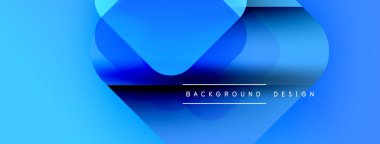 Soyut mavi şekiller örtüşür, dinamik sıvı tasarımı yaratır. Renkler derinliği gösteriyor, modern estetiği. Metin arkaplan tasarımı okur.