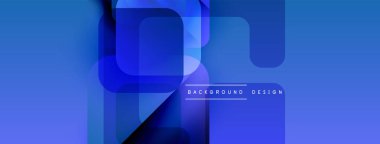 Soyut mavi arkaplan. Üst üste binen geometrik şekiller modern tasarım yaratır. Renkler derinlik ekler, görsel ilgi. Metin arkaplan tasarımı okur.