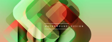 Soyut geometrik şekiller çakışıyor. Yeşil, turuncu renkler tasarımda baskın. Modern arkaplan dokusu görsel ilgi yaratır.