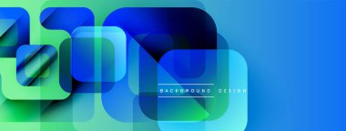 Soyut geometrik şekiller çakışıyor. Canlı mavi, yeşil renkler modern tasarım yaratır. Yumuşak gradyanlar dinamik görsel efekt sunar.