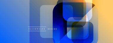 Soyut geometrik şekiller çakışıyor. Mavi, turuncu gradyanlar modern arkaplan tasarımı yaratır. Minimalist tarz, temiz çizgiler görsel ahenk sunar.