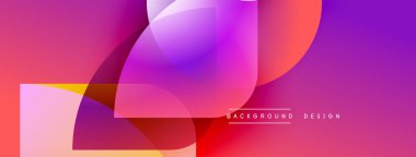 Soyut renkli şekiller örtüşür, dinamik görsel efekt yaratır. Gradyan renkler harmanlanır, modern arkaplan tasarımı oluşturulur.
