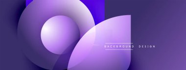 Soyut mor gradyanlar üst üste binen daireler oluşturarak modern tasarım yaratırlar. Metin arka plan tasarımı okur. Minimalist estetik.