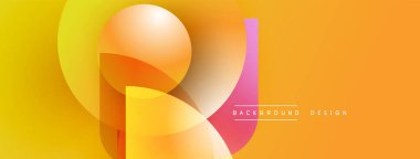 Soyut geometrik şekiller örtüşüyor, canlı turuncu ve sarı renkler yaratıyor. Modern tasarım elementleri dinamik görsel deneyim önerir.