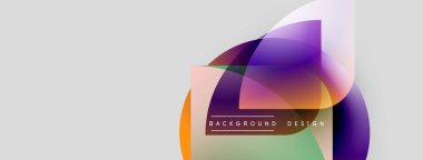 Soyut şekiller örtüşür, canlı renk karışımları yaratır. Modern tasarım öğeleri akıcılık, yenilik, görsel cazibe.