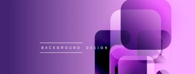 Soyut mor arkaplan. Üst üste binen yuvarlak kareler dinamik görsel efekt yaratır. Dijital projeler için modern tasarım.