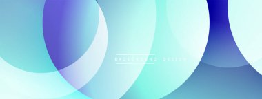 Soyut arkaplan özellikleri üst üste biniyor. Renkler mavi, turkuaz, mor karışımı pürüzsüz gradyanlar yaratır. Minimalist tasarım.