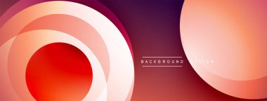 Soyut tasarım özellikleri üst üste binen daireler, gradyanlar. Sıcak renkler kompozisyona hakim, modern estetik yaratıyor. Metin arkaplan tasarımı okur.