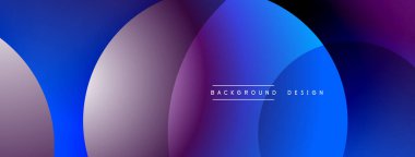 Üst üste binen daireler içeren soyut kompozisyon. Mor ve mavinin gradyan tonları dinamik görsel efekt yaratır. Modern tasarım ögesi.