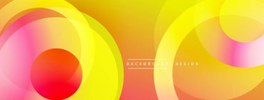 Soyut geometrik şekiller örtüşür, parlak sarı, turuncu, pembe renkler yaratır. Arkaplan ve sunumlar için modern tasarım ögesi.