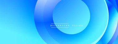 Soyut mavi arkaplan. Üst üste binen daireler dinamik görsel akış yaratır. Sancaklar ve sunumlar için modern tasarım uygun.