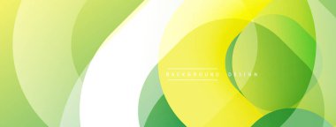 Soyut tasarım, yeşil, sarı şekillerde akıyor. Beyaz kıvrımlar, modern görsel efekt yaratan canlı gradyanlarla kesişir. Metin arkaplan tasarımı okur.