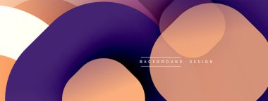 Soyut şekiller örtüşüyor, renk değişimleri yaratıyor. Mor, turuncu, beyaz renkler düzgün bir şekilde harmanlanır. Modern tasarım ögesi.