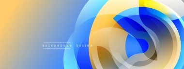 Soyut akışkan şekiller harmanlanarak dinamik gradyan arkaplan oluşturur. Sıcak tonlarda havalı blues 'a geçiş, hareketi akla getiriyor. Modern tasarım ögesi.